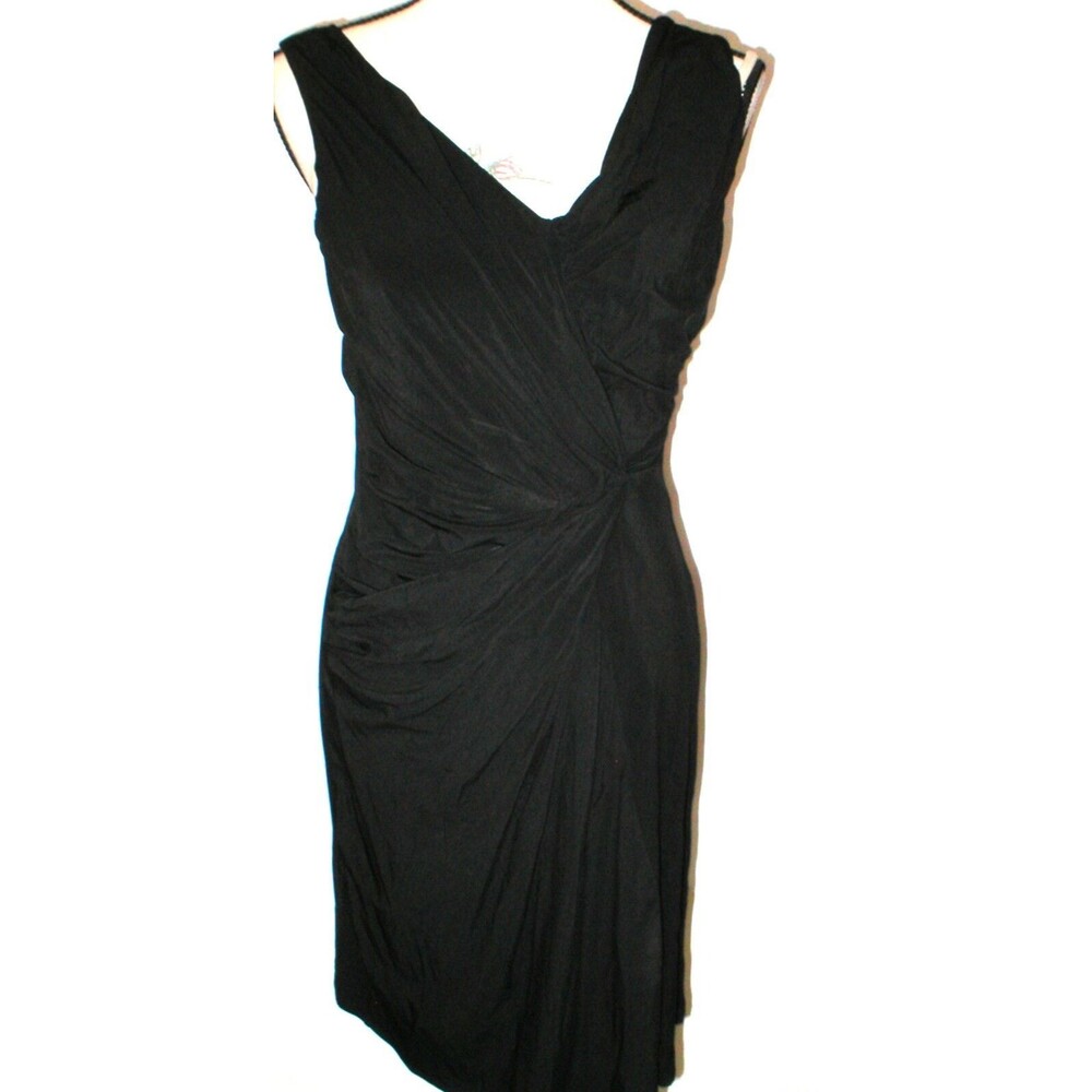 New Womens LBD NWT 10 Italy Designer Dress 46 PF Paola Frani Black Jersey Crepe